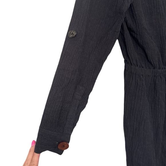 Soft Surroundings Cannes Black Crinkle Gauze Jumpsuit Petite Small - Picture 12 of 12